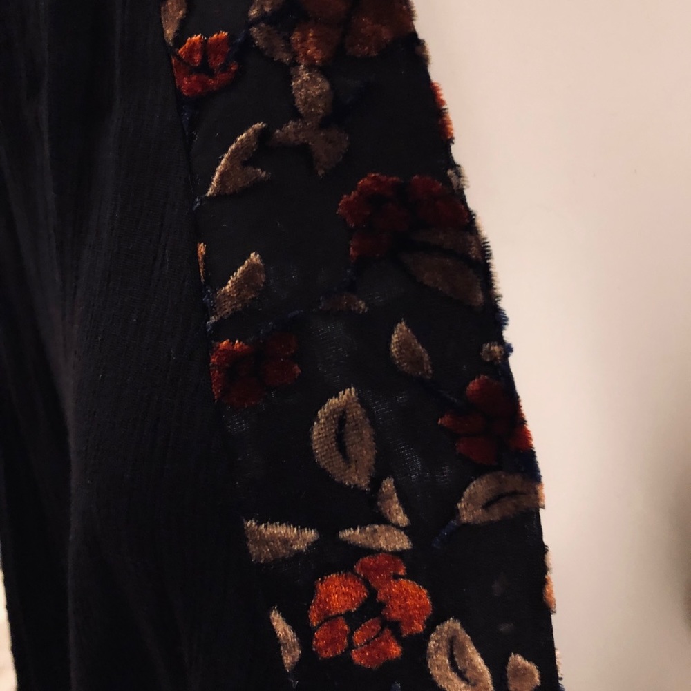 NWT Black Blouse with Burnt Velvet Detail.